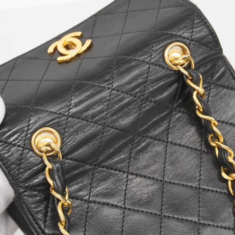 ★在庫処分★最終価格【6bb1589-k】シャネル ショルダーバッグ ミニマトラッセ チェーンショルダー ラムスキン ブラック ゴールド金具【中古】レディース