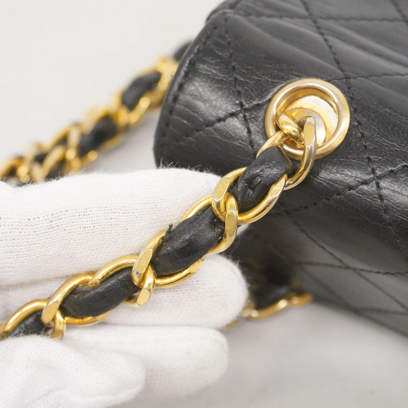 ★在庫処分★最終価格【6bb1589-k】シャネル ショルダーバッグ ミニマトラッセ チェーンショルダー ラムスキン ブラック ゴールド金具【中古】レディース