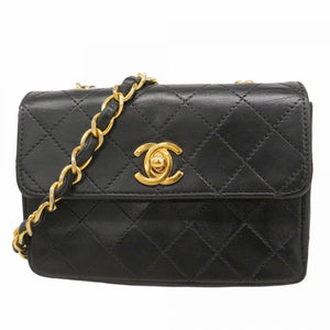★在庫処分★最終価格【6bb1589-k】シャネル ショルダーバッグ ミニマトラッセ チェーンショルダー ラムスキン ブラック ゴールド金具【中古】レディース