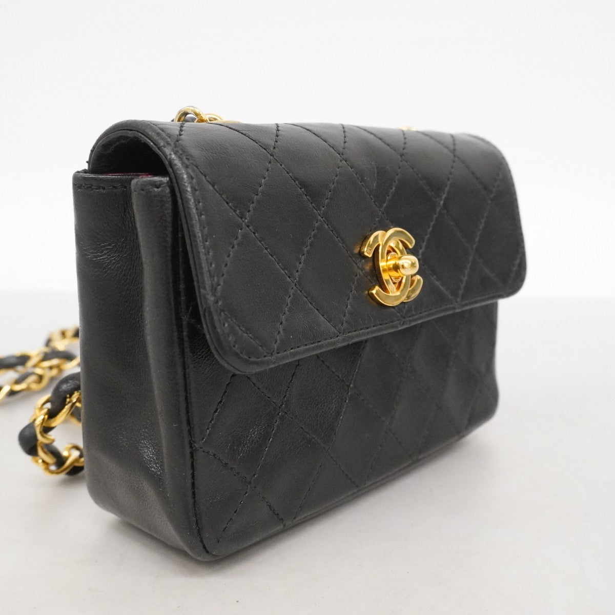 ★在庫処分★最終価格【6bb1589-k】シャネル ショルダーバッグ ミニマトラッセ チェーンショルダー ラムスキン ブラック ゴールド金具【中古】レディース