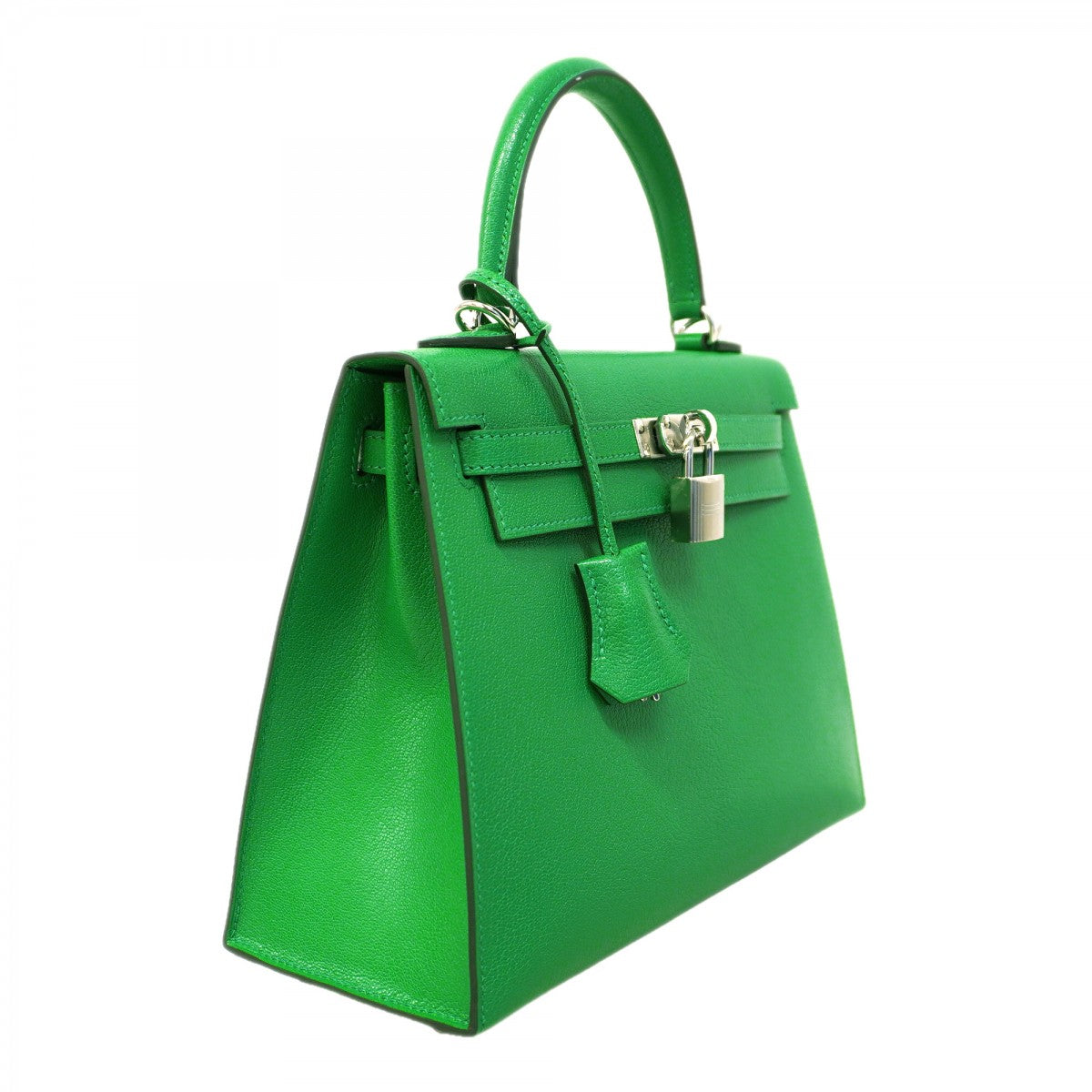 ★SALE【6bb1753-g】エルメス ハンドバッグ ケリー25 シェーブル バンブー シルバー金具 K刻印 2wayバッグ【中古】レディース