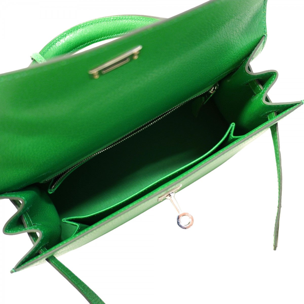 ★SALE【6bb1753-g】エルメス ハンドバッグ ケリー25 シェーブル バンブー シルバー金具 K刻印 2wayバッグ【中古】レディース