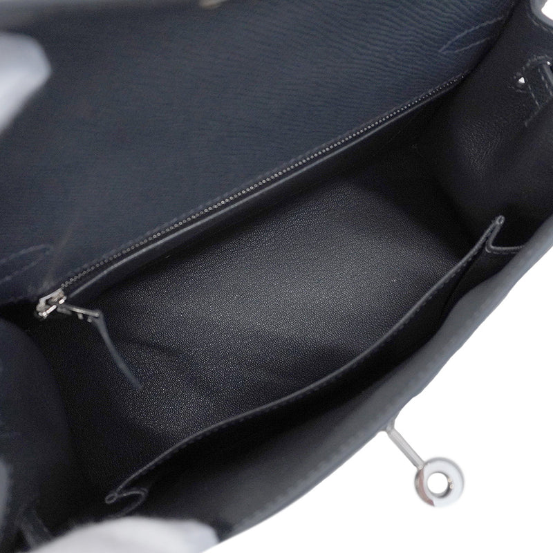 ★SALE【6bb1890-g】エルメス ハンドバッグ ケリー25 カザック エトワール ヴォーエプソン アルドワーズ/ブラック/ヴェールペパーミント シルバー金具 W刻印 2wayバッグ【中古】レディース