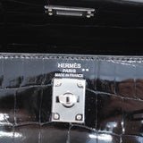 ★SALE【6bb1891-g】エルメス ハンドバッグ ケリー25 ニロティカス ブラック シルバー金具 W刻印 2wayバッグ【中古】レディース