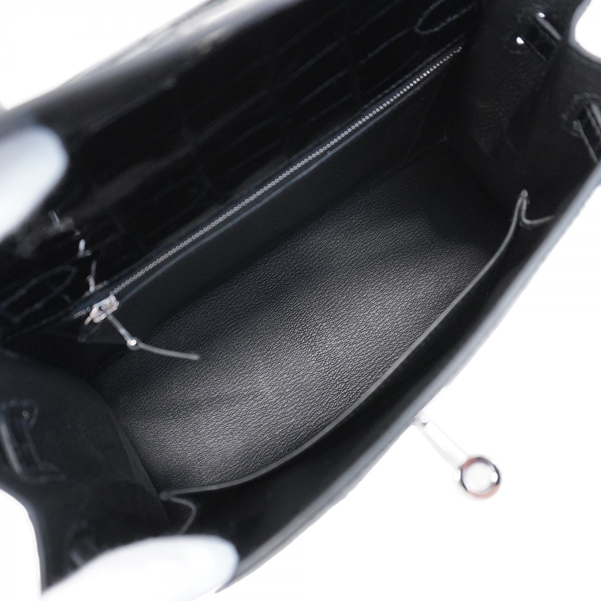 ★SALE【6bb1891-g】エルメス ハンドバッグ ケリー25 ニロティカス ブラック シルバー金具 W刻印 2wayバッグ【中古】レディース