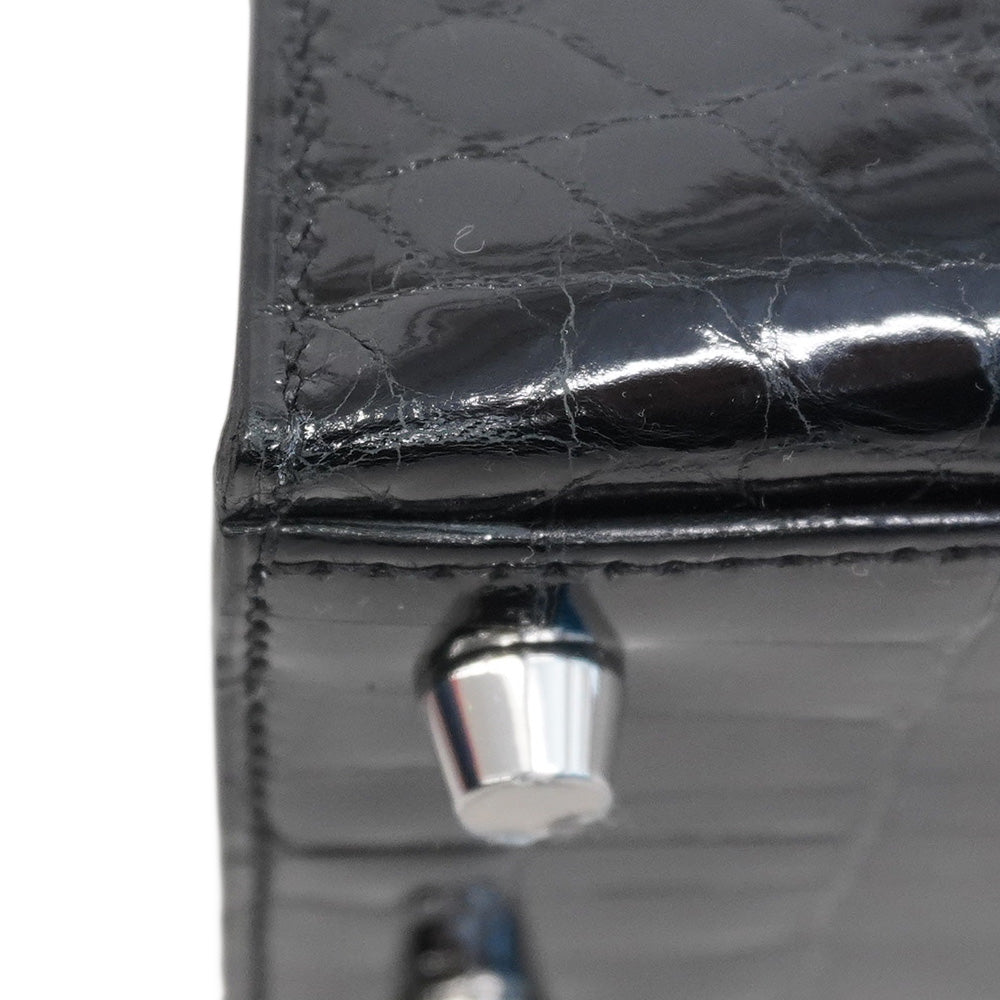 ★SALE【6bb1891-g】エルメス ハンドバッグ ケリー25 ニロティカス ブラック シルバー金具 W刻印 2wayバッグ【中古】レディース