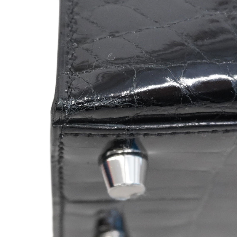 ★SALE【6bb1891-g】エルメス ハンドバッグ ケリー25 ニロティカス ブラック シルバー金具 W刻印 2wayバッグ【中古】レディース