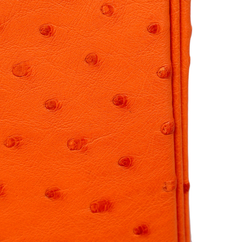 ★SALE【6bb1892-g】エルメス ハンドバッグ バーキン30 オーストリッチ タンジェリン ゴールド金具 A刻印【中古】レディース