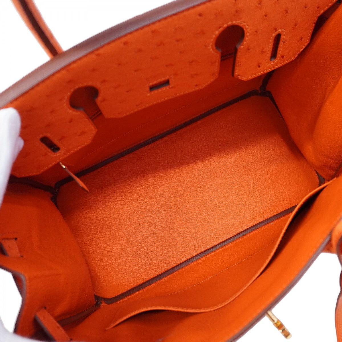 ★SALE【6bb1892-g】エルメス ハンドバッグ バーキン30 オーストリッチ タンジェリン ゴールド金具 A刻印【中古】レディース