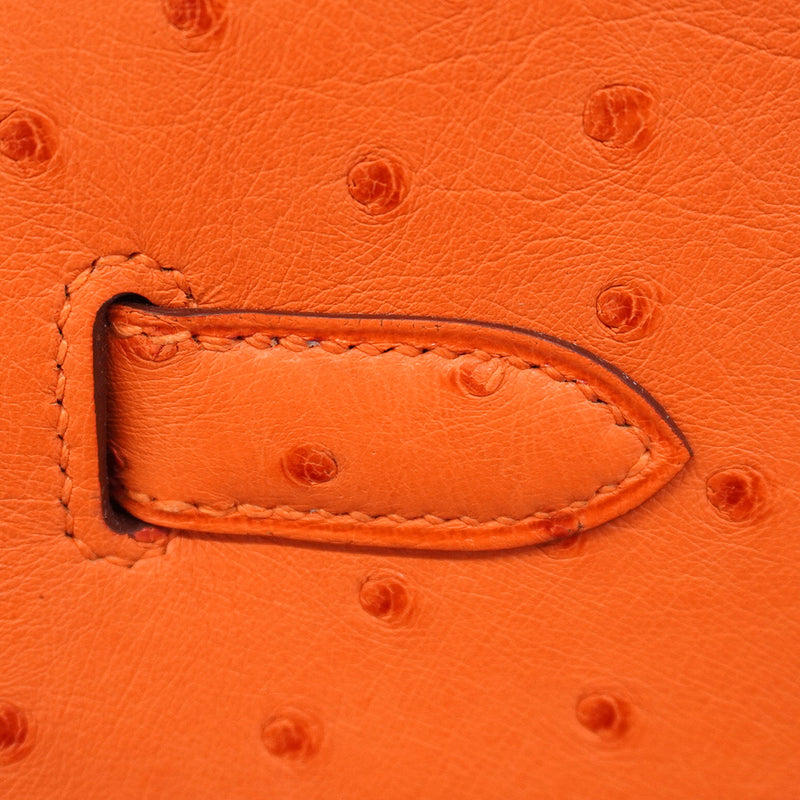 ★SALE【6bb1892-g】エルメス ハンドバッグ バーキン30 オーストリッチ タンジェリン ゴールド金具 A刻印【中古】レディース