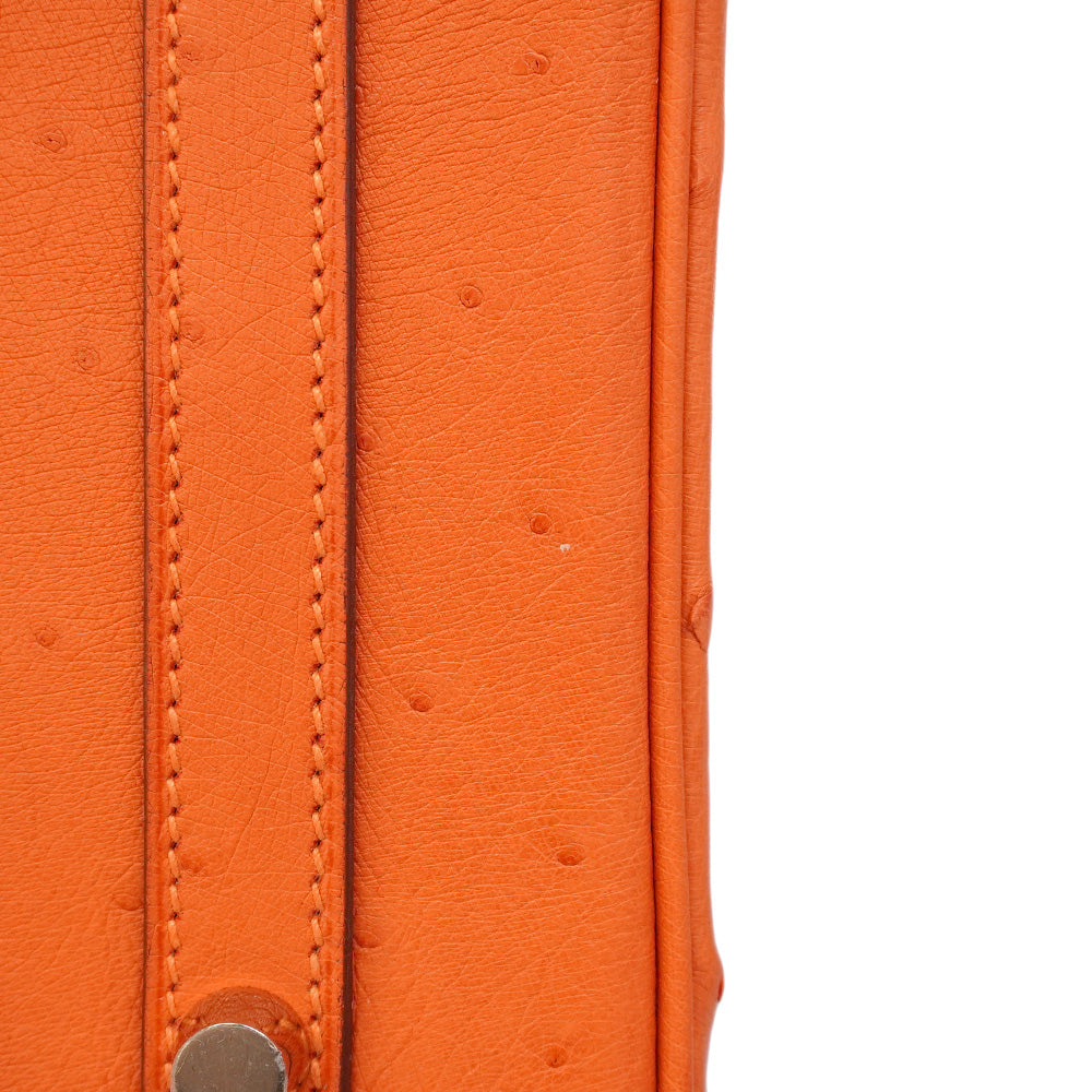 ★SALE【6bb1892-g】エルメス ハンドバッグ バーキン30 オーストリッチ タンジェリン ゴールド金具 A刻印【中古】レディース