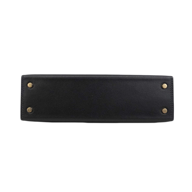 ★SALE【6bb1893-g】エルメス ハンドバッグ ミニケリー2 ボックスカーフ ブラック ゴールド金具 K刻印 2wayバッグ【中古】レディース