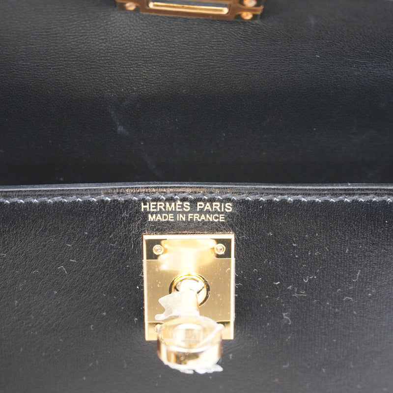 ★SALE【6bb1893-g】エルメス ハンドバッグ ミニケリー2 ボックスカーフ ブラック ゴールド金具 K刻印 2wayバッグ【中古】レディース