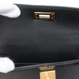 ★SALE【6bb1893-g】エルメス ハンドバッグ ミニケリー2 ボックスカーフ ブラック ゴールド金具 K刻印 2wayバッグ【中古】レディース