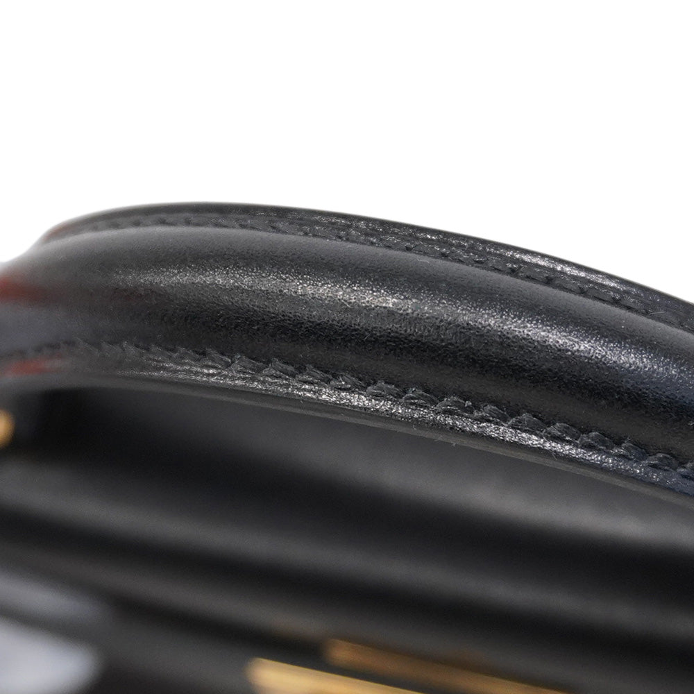 ★SALE【6bb1893-g】エルメス ハンドバッグ ミニケリー2 ボックスカーフ ブラック ゴールド金具 K刻印 2wayバッグ【中古】レディース