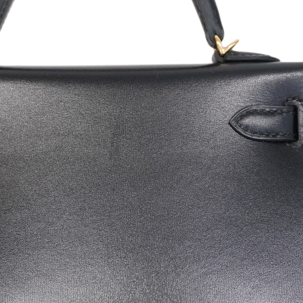 ★SALE【6bb1893-g】エルメス ハンドバッグ ミニケリー2 ボックスカーフ ブラック ゴールド金具 K刻印 2wayバッグ【中古】レディース