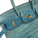 ★SALE【6bb1960-g】エルメス ハンドバッグ バーキン25 アリゲーターマット コルヴェール ゴールド金具 T刻印【中古】レディース