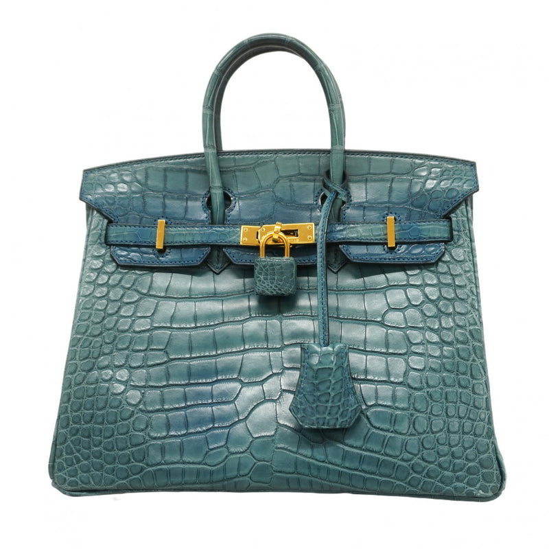★SALE【6bb1960-g】エルメス ハンドバッグ バーキン25 アリゲーターマット コルヴェール ゴールド金具 T刻印【中古】レディース