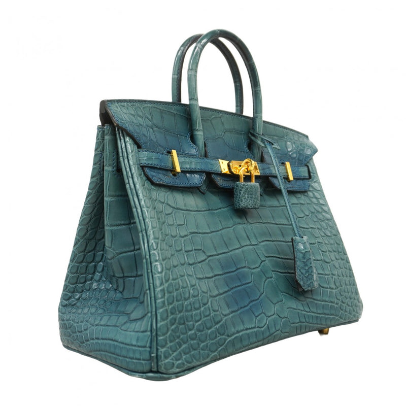 ★SALE【6bb1960-g】エルメス ハンドバッグ バーキン25 アリゲーターマット コルヴェール ゴールド金具 T刻印【中古】レディース