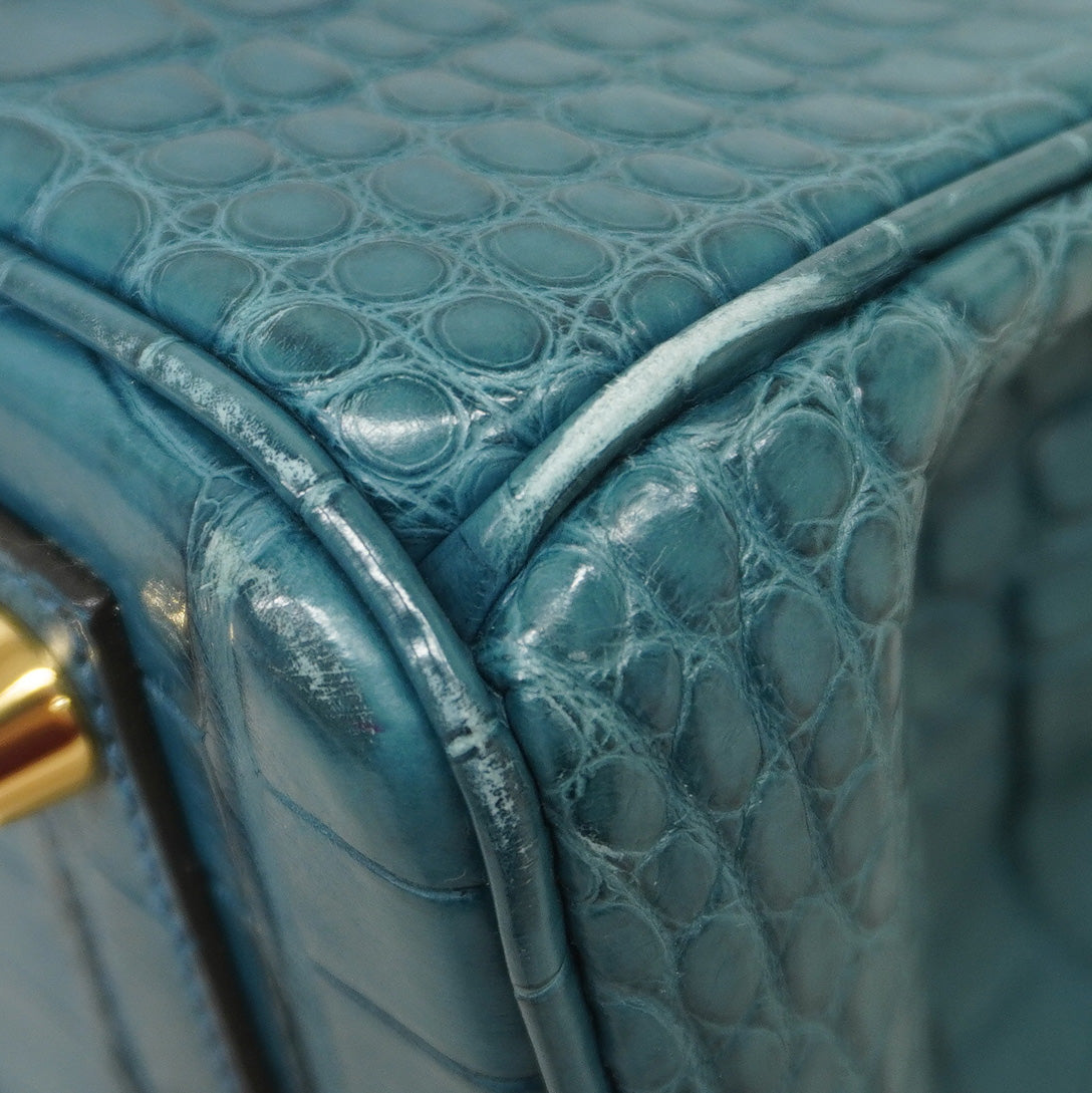 ★SALE【6bb1960-g】エルメス ハンドバッグ バーキン25 アリゲーターマット コルヴェール ゴールド金具 T刻印【中古】レディース