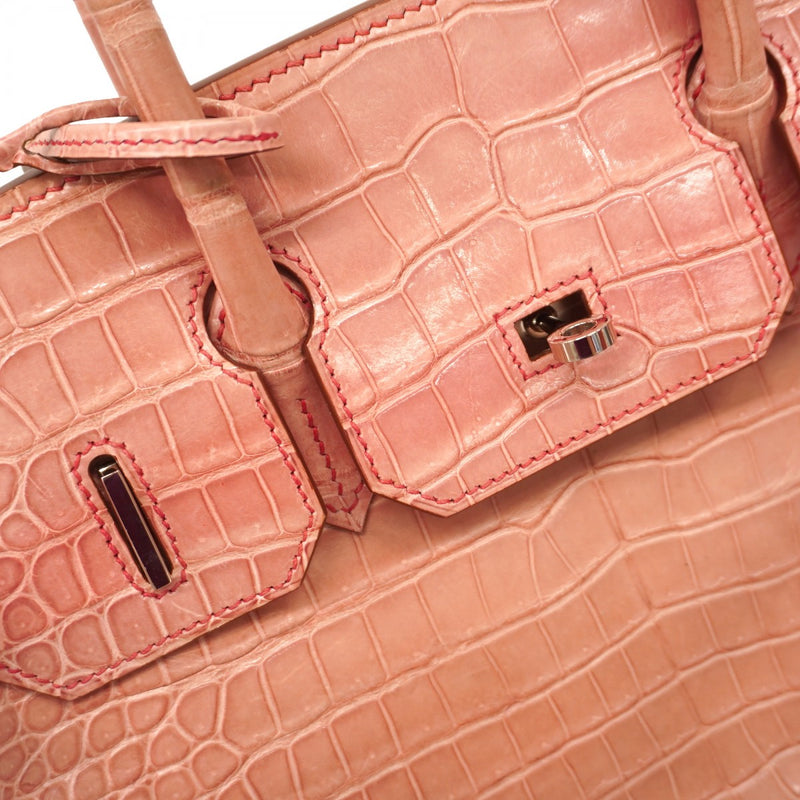 ★SALE【6bb1961-g】エルメス ハンドバッグ バーキン30ヴェルソ ポロサス フューシャピンク ローズショッキング シルバー金具 □M刻印【中古】レディース