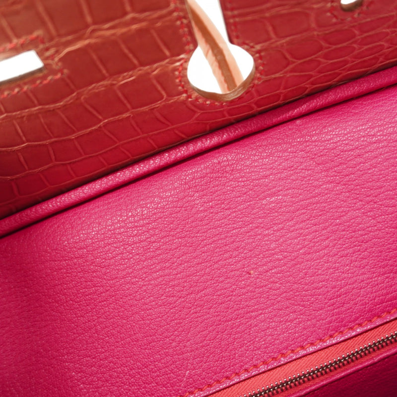 ★SALE【6bb1961-g】エルメス ハンドバッグ バーキン30ヴェルソ ポロサス フューシャピンク ローズショッキング シルバー金具 □M刻印【中古】レディース