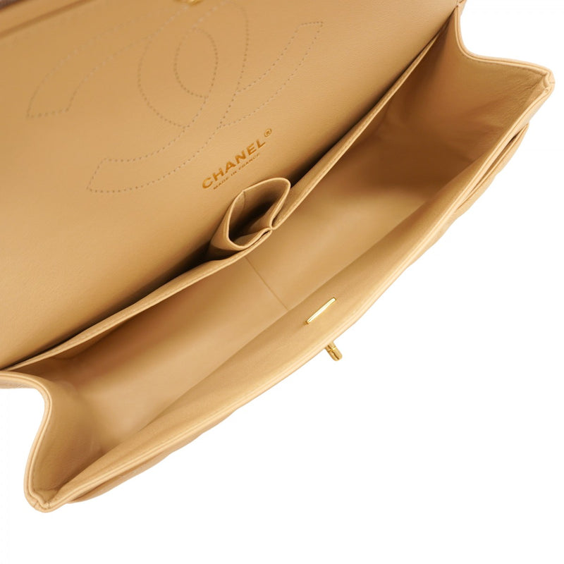 ★在庫処分★最終価格★SALE【6bb2026】シャネル ショルダーバッグ デカマトラッセ Wフラップ Wチェーン キャビアスキン ベージュ ゴールド金具【中古】レディース