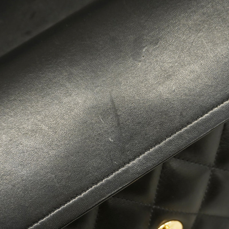 ★在庫処分★最終価格★SALE【6bb2358】シャネル ショルダーバッグ デカマトラッセ Wフラップ Wチェーン ラムスキン ブラック ゴールド金具【中古】レディース