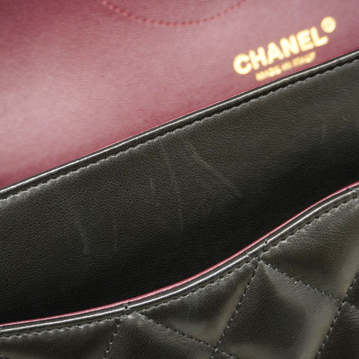 ★在庫処分★最終価格★SALE【6bb2358】シャネル ショルダーバッグ デカマトラッセ Wフラップ Wチェーン ラムスキン ブラック ゴールド金具【中古】レディース