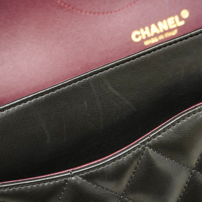 ★在庫処分★最終価格★SALE【6bb2358】シャネル ショルダーバッグ デカマトラッセ Wフラップ Wチェーン ラムスキン ブラック ゴールド金具【中古】レディース