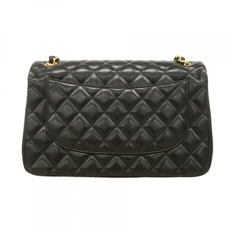 ★在庫処分★最終価格★SALE【6bb2358】シャネル ショルダーバッグ デカマトラッセ Wフラップ Wチェーン ラムスキン ブラック ゴールド金具【中古】レディース
