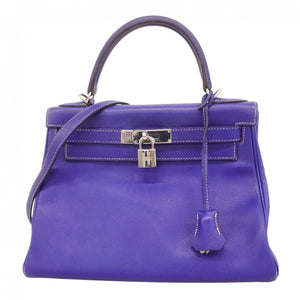 ★在庫処分★最終価格★SALE【6bb2676】エルメス ハンドバッグ ケリー28 キャンディ ヴォーエプソン ブルーエレクトリック/ブルーイズミール シルバー金具 □O刻印 2wayバッグ【中古】レディース