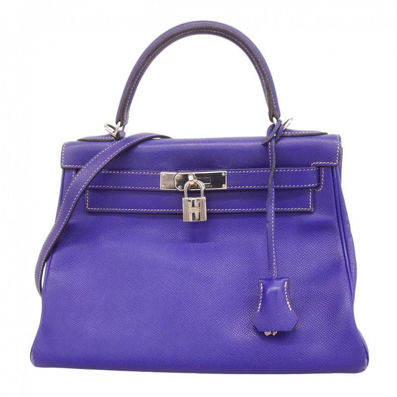 ★在庫処分★最終価格★SALE【6bb2676】エルメス ハンドバッグ ケリー28 キャンディ ヴォーエプソン ブルーエレクトリック/ブルーイズミール シルバー金具 □O刻印 2wayバッグ【中古】レディース