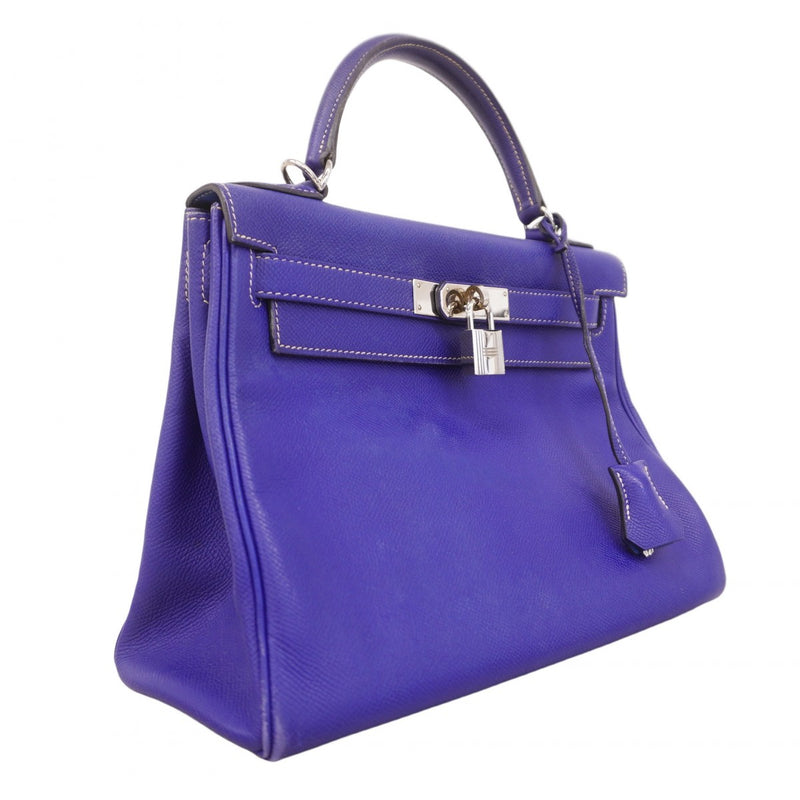 ★在庫処分★最終価格★SALE【6bb2676】エルメス ハンドバッグ ケリー28 キャンディ ヴォーエプソン ブルーエレクトリック/ブルーイズミール シルバー金具 □O刻印 2wayバッグ【中古】レディース