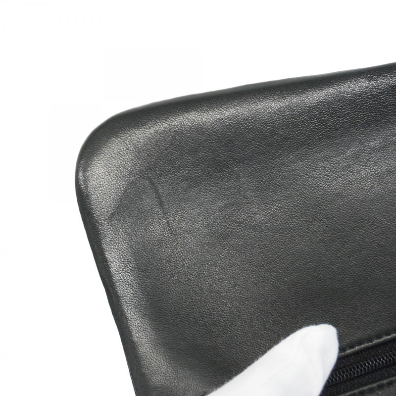 ★在庫処分★最終価格★SALE【6bb2677】シャネル ショルダーバッグ デカマトラッセ Wフラップ Wチェーン ラムスキン ブラック シルバー金具【中古】レディース