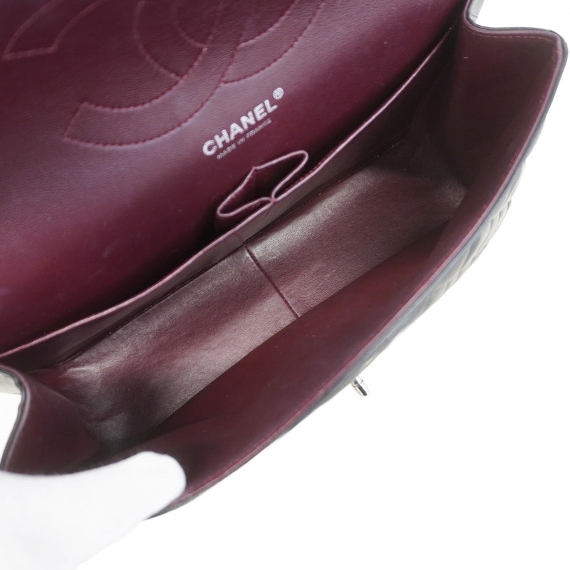 ★在庫処分★最終価格★SALE【6bb2677】シャネル ショルダーバッグ デカマトラッセ Wフラップ Wチェーン ラムスキン ブラック シルバー金具【中古】レディース