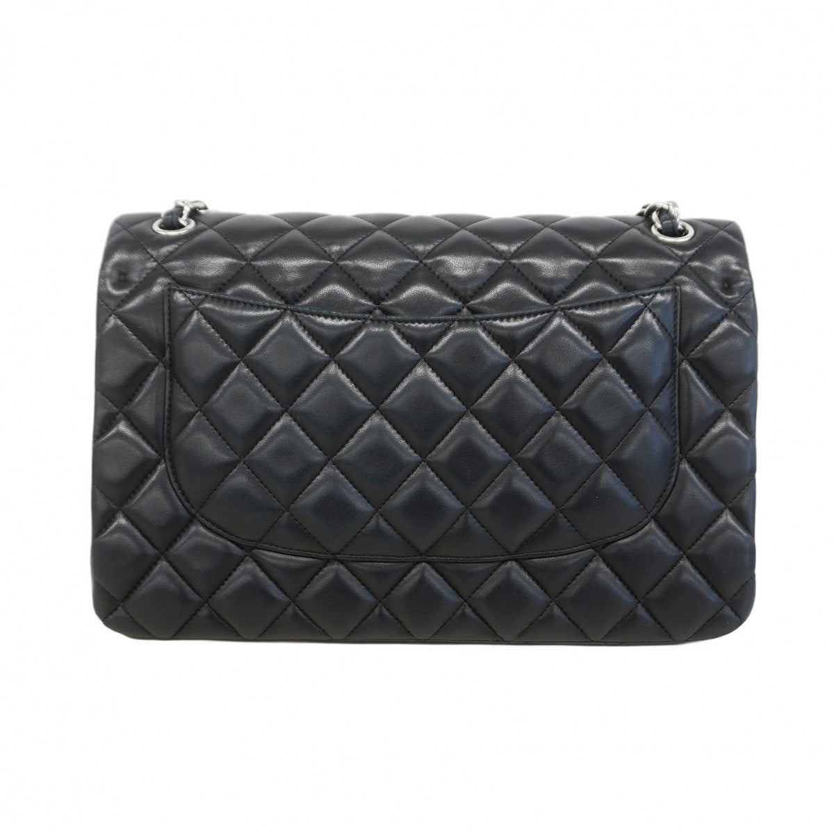 ★在庫処分★最終価格★SALE【6bb2677】シャネル ショルダーバッグ デカマトラッセ Wフラップ Wチェーン ラムスキン ブラック シルバー金具【中古】レディース