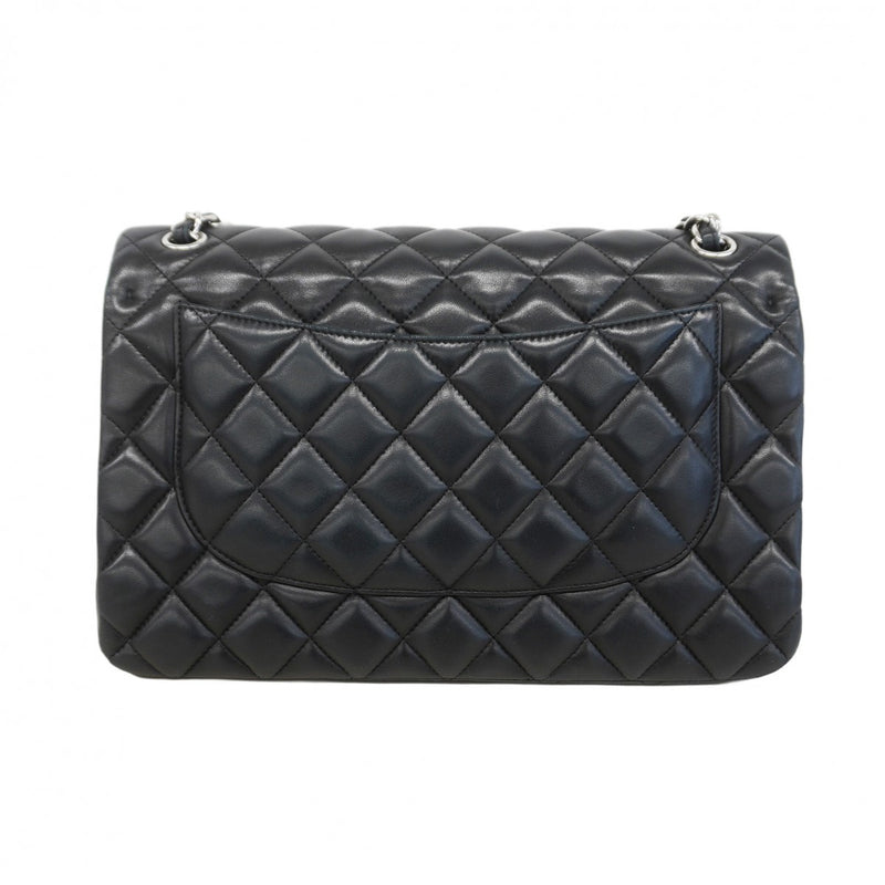 ★在庫処分★最終価格★SALE【6bb2677】シャネル ショルダーバッグ デカマトラッセ Wフラップ Wチェーン ラムスキン ブラック シルバー金具【中古】レディース