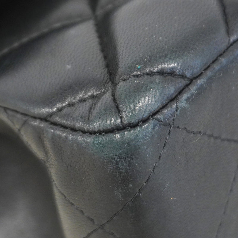 ★在庫処分★最終価格★SALE【6bb2677】シャネル ショルダーバッグ デカマトラッセ Wフラップ Wチェーン ラムスキン ブラック シルバー金具【中古】レディース