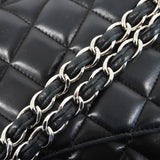 ★在庫処分★最終価格★SALE【6bb2677】シャネル ショルダーバッグ デカマトラッセ Wフラップ Wチェーン ラムスキン ブラック シルバー金具【中古】レディース