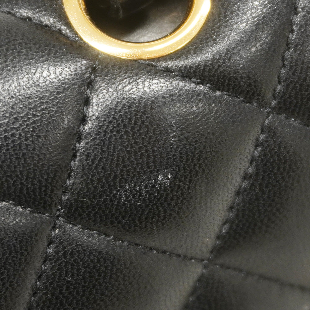 ★在庫処分★最終価格★SALE【6bb2699】シャネル ショルダーバッグ マトラッセ Wフラップ Wチェーン ラムスキン ブラック ゴールド金具【中古】レディース