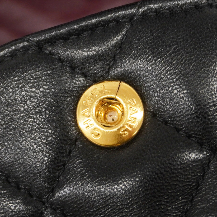 ★在庫処分★最終価格★SALE【6bb2699】シャネル ショルダーバッグ マトラッセ Wフラップ Wチェーン ラムスキン ブラック ゴールド金具【中古】レディース