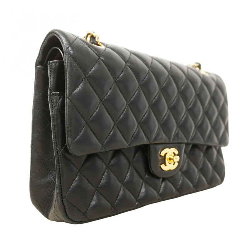 ★在庫処分★最終価格★SALE【6bb2699】シャネル ショルダーバッグ マトラッセ Wフラップ Wチェーン ラムスキン ブラック ゴールド金具【中古】レディース