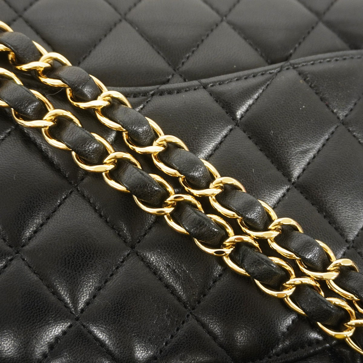 ★在庫処分★最終価格★SALE【6bb2699】シャネル ショルダーバッグ マトラッセ Wフラップ Wチェーン ラムスキン ブラック ゴールド金具【中古】レディース