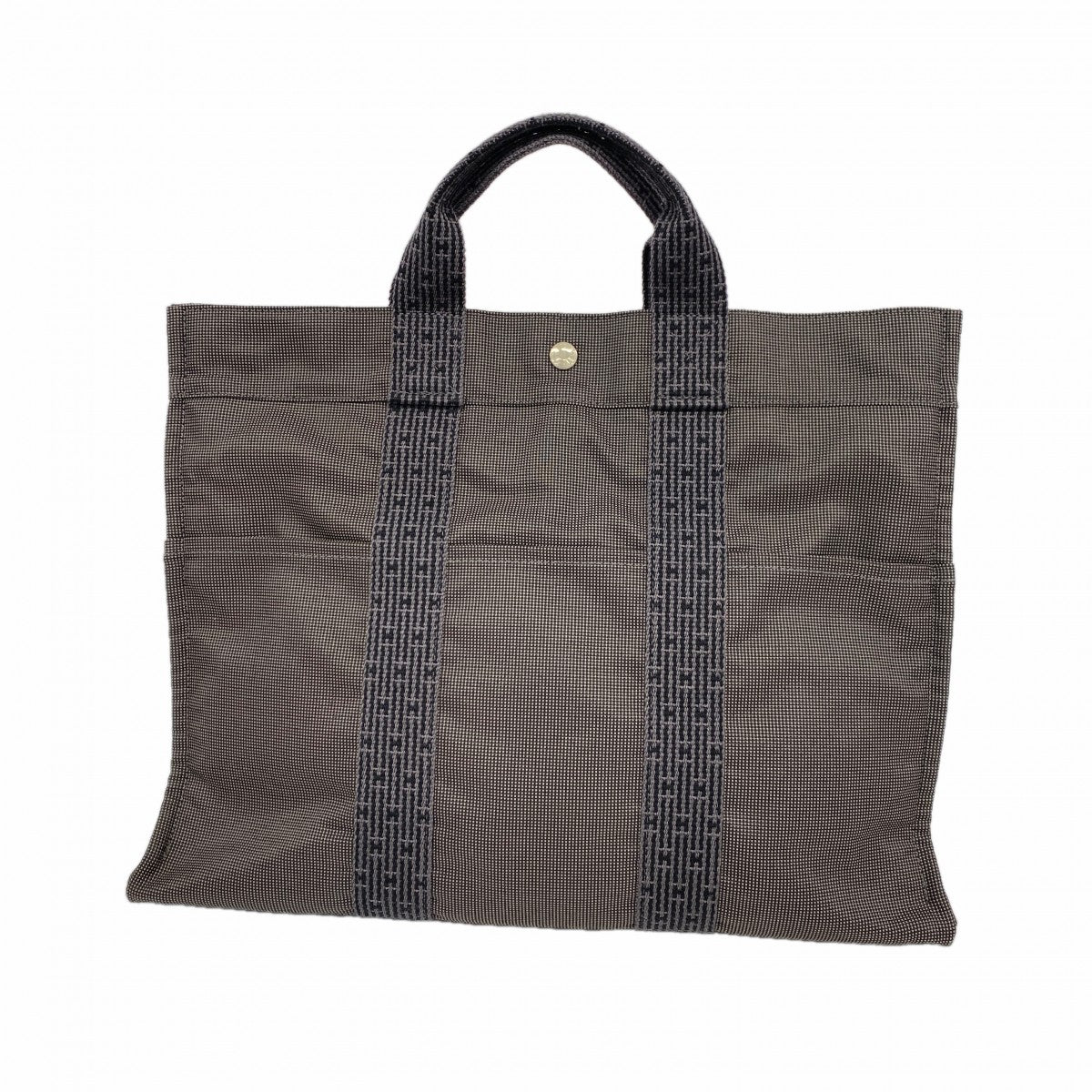 【6bb2701】エルメス トートバッグ エールラインMM キャンバス グレー シルバー金具【中古】メンズ レディース ユニセックス