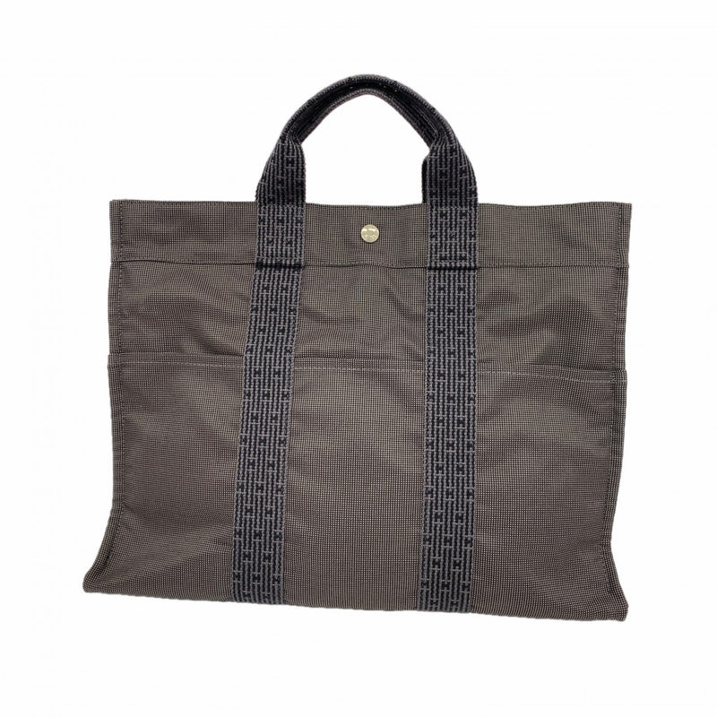 【6bb2701】エルメス トートバッグ エールラインMM キャンバス グレー シルバー金具【中古】メンズ レディース ユニセックス