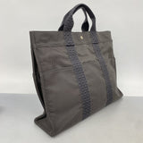 【6bb2701】エルメス トートバッグ エールラインMM キャンバス グレー シルバー金具【中古】メンズ レディース ユニセックス