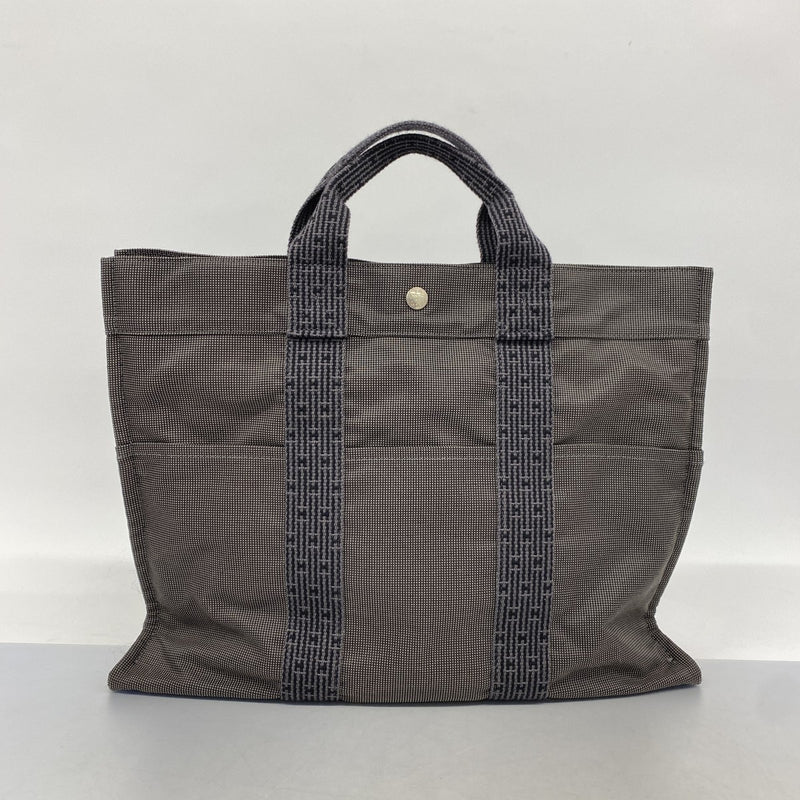【6bb2701】エルメス トートバッグ エールラインMM キャンバス グレー シルバー金具【中古】メンズ レディース ユニセックス