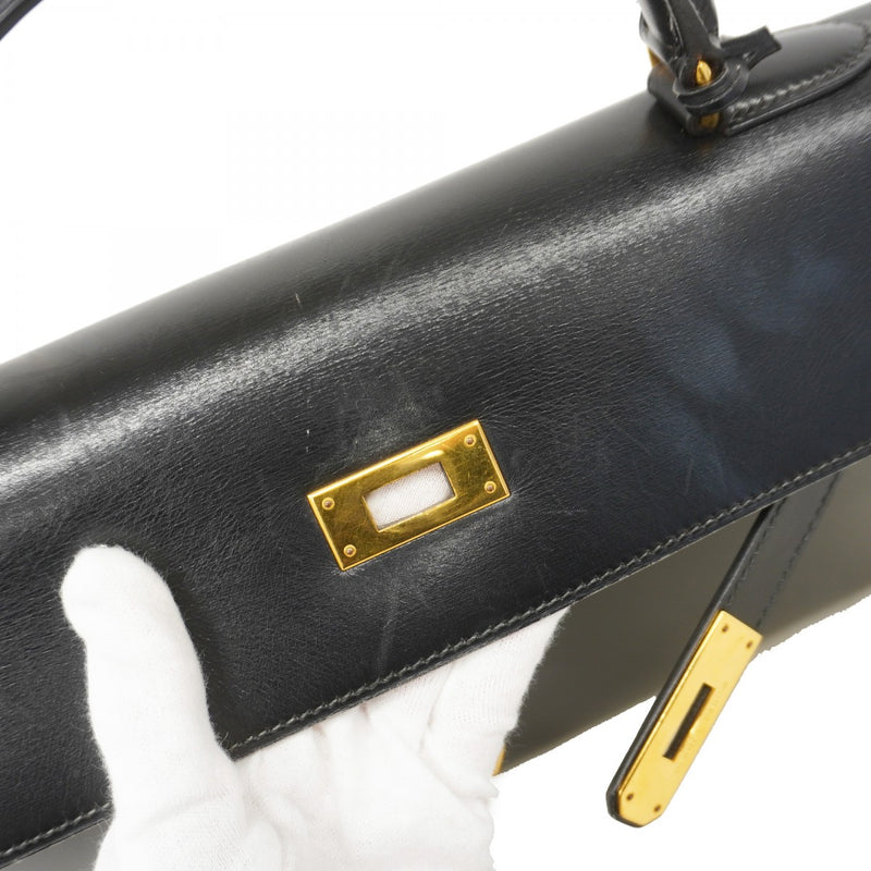 ★最終価格★SALE【6bb2890】エルメス ハンドバッグ ケリー32 ボックスカーフ ブラック ゴールド金具 〇Y刻印【中古】レディース