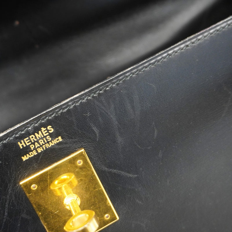 ★最終価格★SALE【6bb2890】エルメス ハンドバッグ ケリー32 ボックスカーフ ブラック ゴールド金具 〇Y刻印【中古】レディース